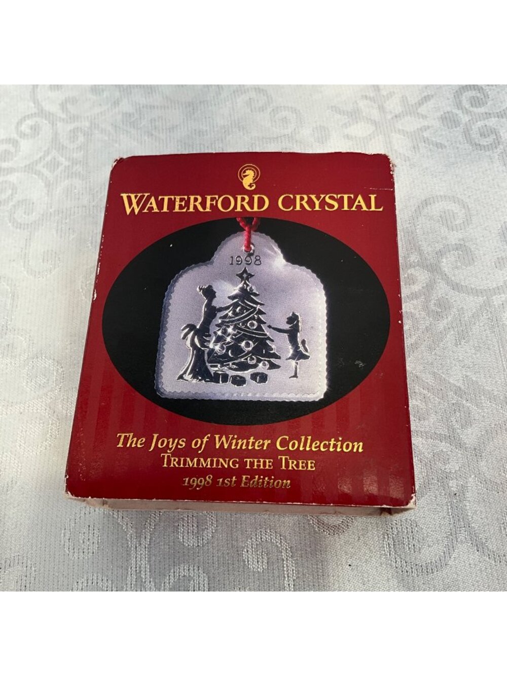 Waterford Crystal 1998 Trimming The Tree Ornament 1st Edition Joys Of Winter W/